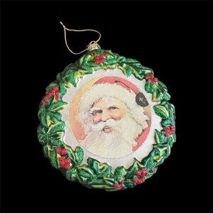 Christmas Ornament XL Santa Blown Glass Seasons Of Cannon Falls 5" Around